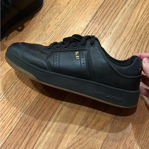 Saint Laurent Black Leather Sneakers - Picture 2 of 9